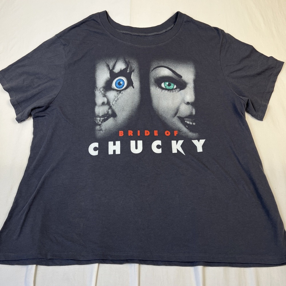 Bride of Chucky Horror Movie Graphic T-Shirt Mens 3X Charcoal Gray Short Sleeve